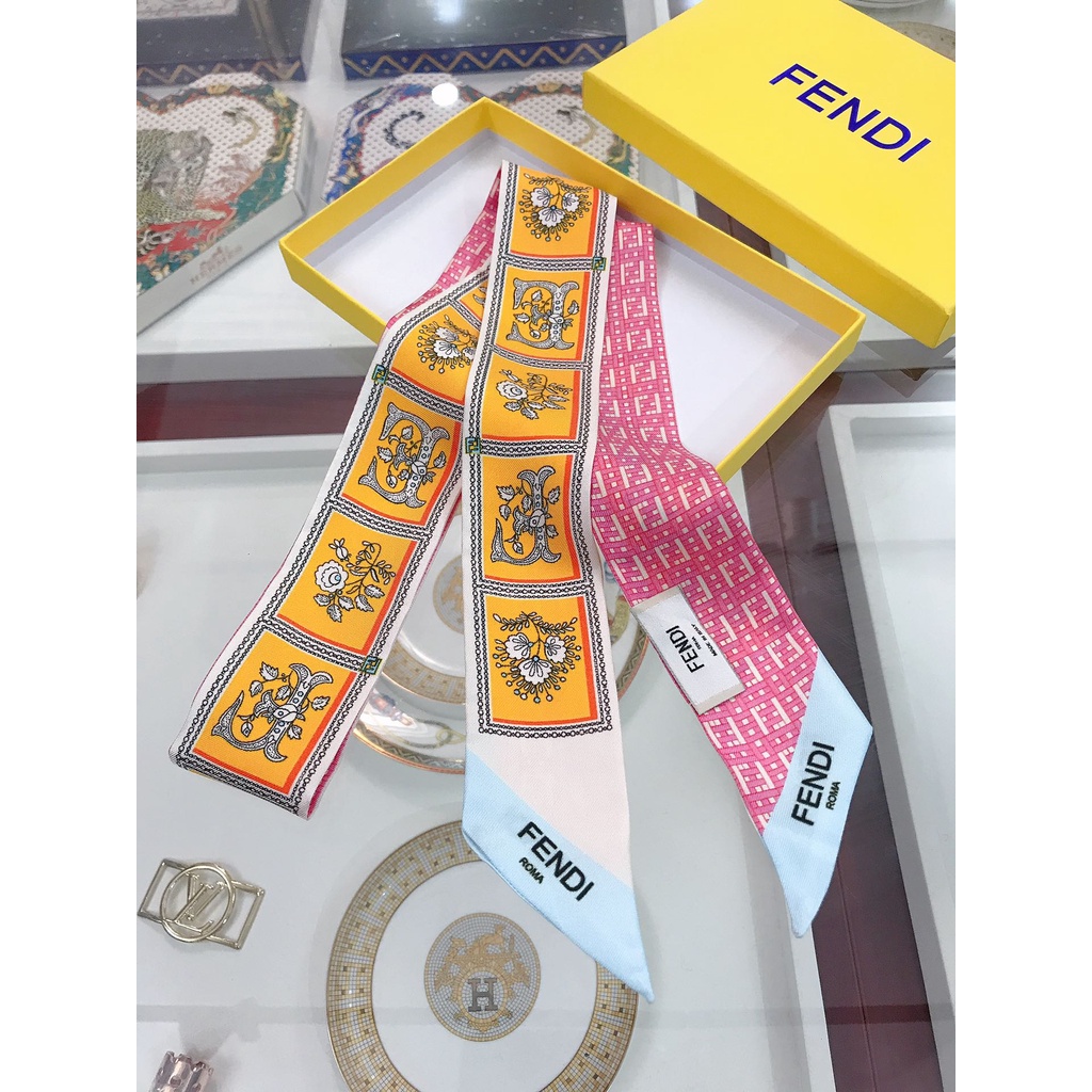 Khăn Quàng Cổ / Xách Tay Bằng Ruy Băng Lụa In Họa Tiết FF 2022 Cho Nữ