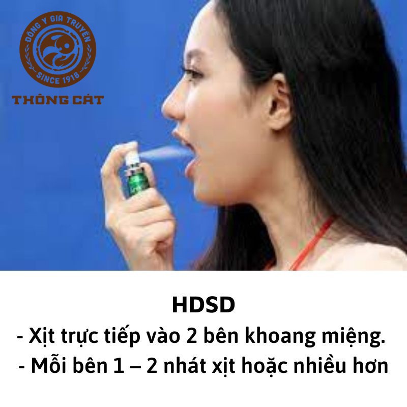 Xịt thơm miệng Đông y gia truyền Thông Cát_Giảm mùi hôi do thức ăn, tạo hơi thở thơm mát_Đem lại tự tin trong giao tiếp