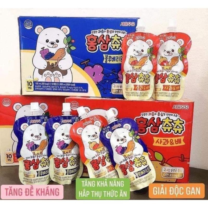 Thùng 40 gói hồng sâm ChuChu Chu Chu Hàn Quốc
