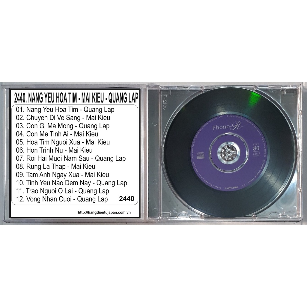 đĩa CD phono ghi nhạc như hình gồm 02 đĩa ghi sẵn.