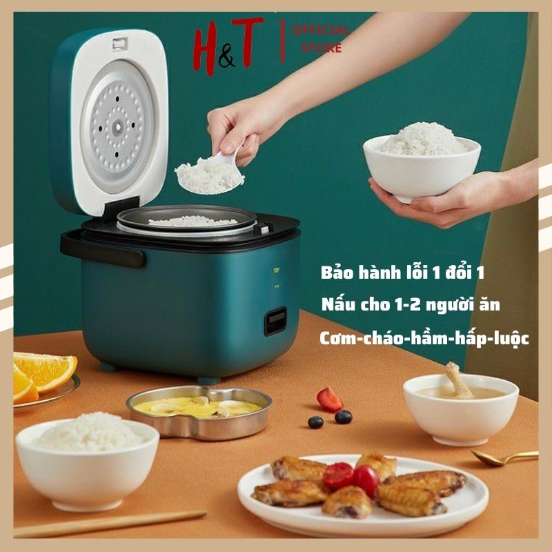 Nồi cơm điện mini đa năng JIASHI 1-2 người ăn. Nồi nấu cháo cho bé hàng nội địa 1,2L nấu cơm, cháo, hầm, hấp, luộc