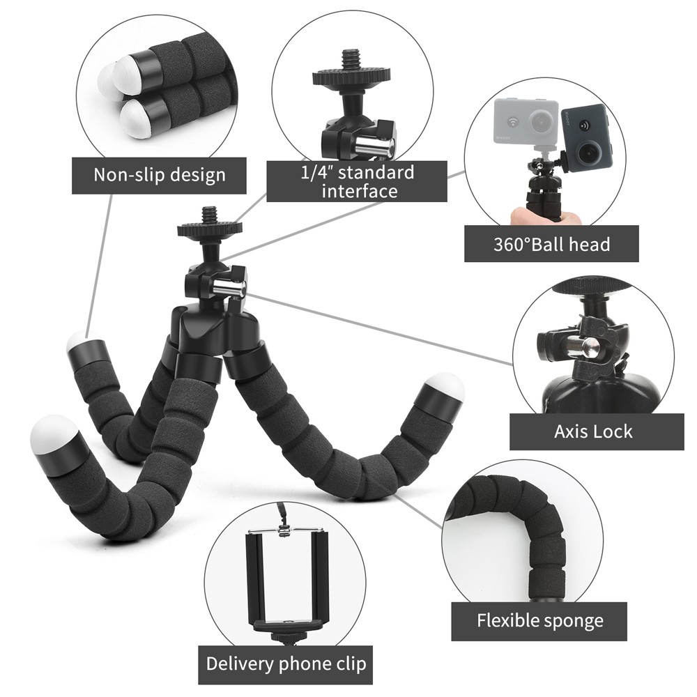 Mini Octopus Flexible Tripod Với Điện Thoại Chủ Đứng Cho Điện Thoại Thông Minh