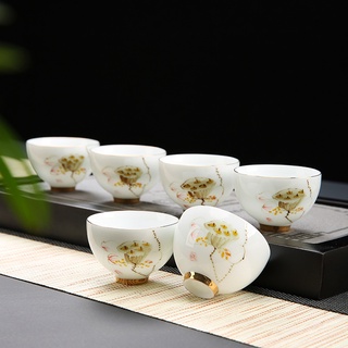 Bộ chén sứ Cảnh Đức vẽ tay thủ công Dùng Thưởng Trà (Bộ 06 chiếc kèm hộp quà)