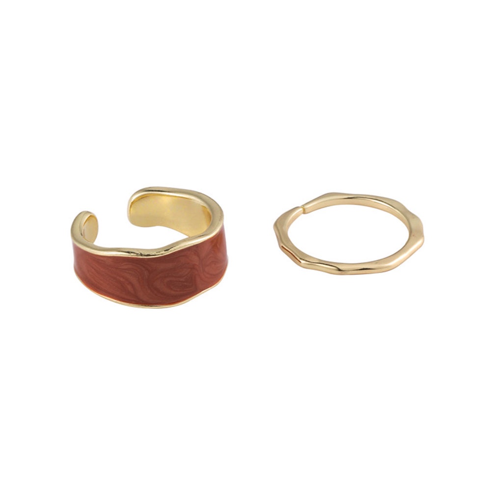 Set 2 nhẫn hở hình tròn bằng kim loại tráng men nhiều màu thời trang cho nữ