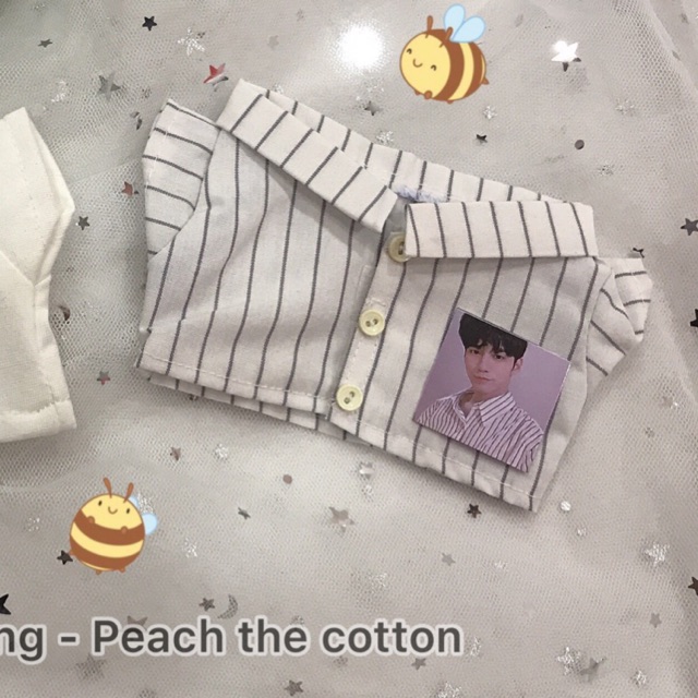| Outfit doll| áo sơ mi sọc trắng đen giống Ong