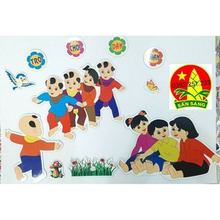Tranh góc mầm non trò chơi dân gian [ Xốp ép giấy bóng đẹp ]