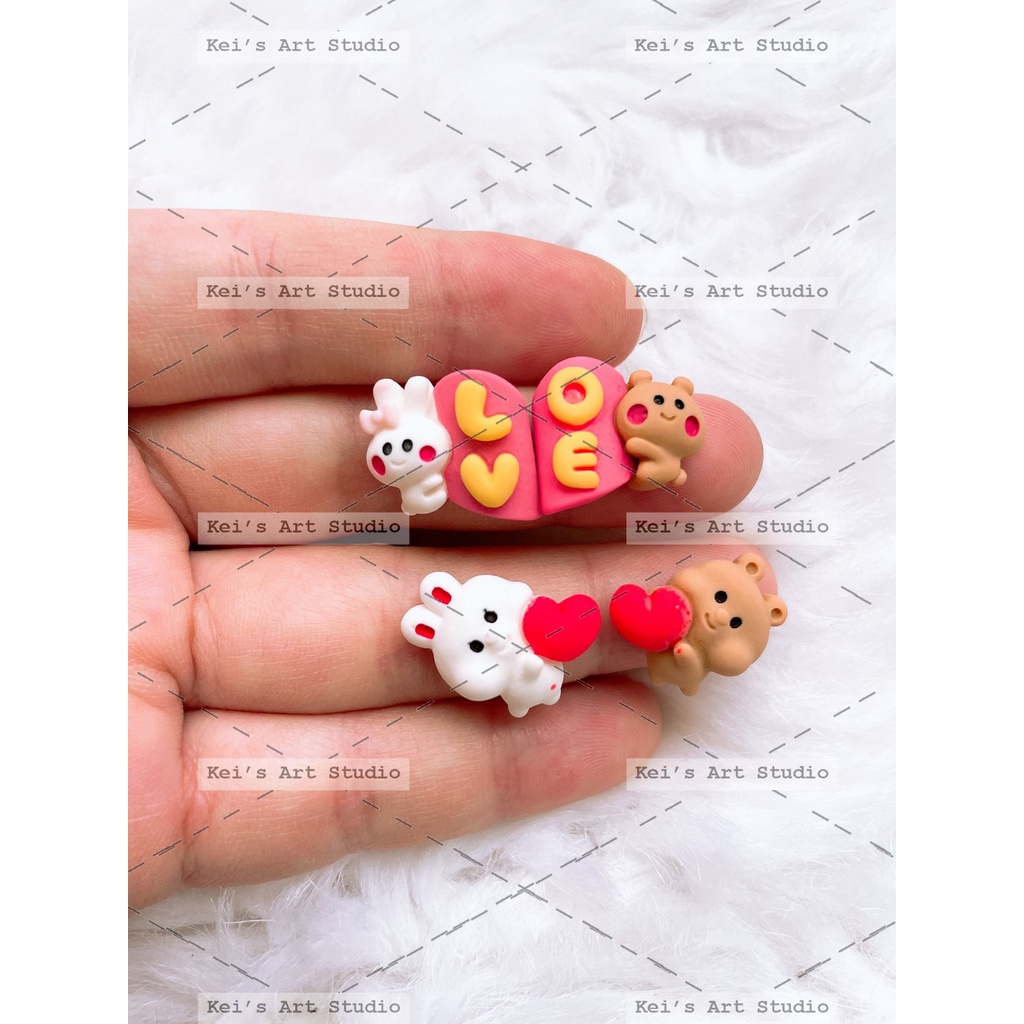 Charm trang trí toploader hình trái cây, charm gấu đôi, charm đào, nho, táo, thơm, dâu, dưa hấu, cherry,...