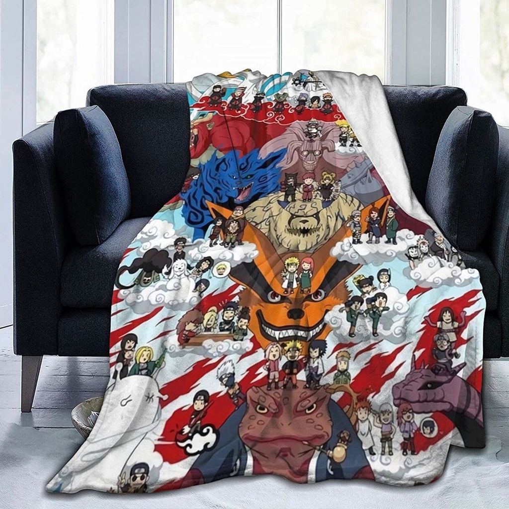 Chăn ngủ bằng vải flannel in họa tiết hoạt hình Naruto độc đáo