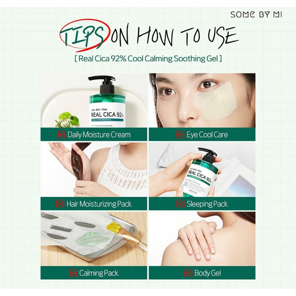 Gel dưỡng làm dịu da Some By Mi AHA-BHA-PHA Real Cica 92% Cool Calming Soothing Gel 300ml