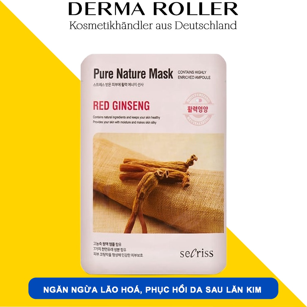 Mặt Nạ Pure Nature Mask Red Ginseng Hồng Sâm chống lão hoá - SECRISS - ANSKIN - HÀN QUỐC - DERMAROLLER