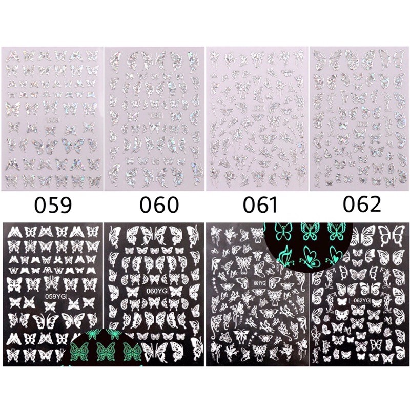 Sticker dán móng nail bướm 3d