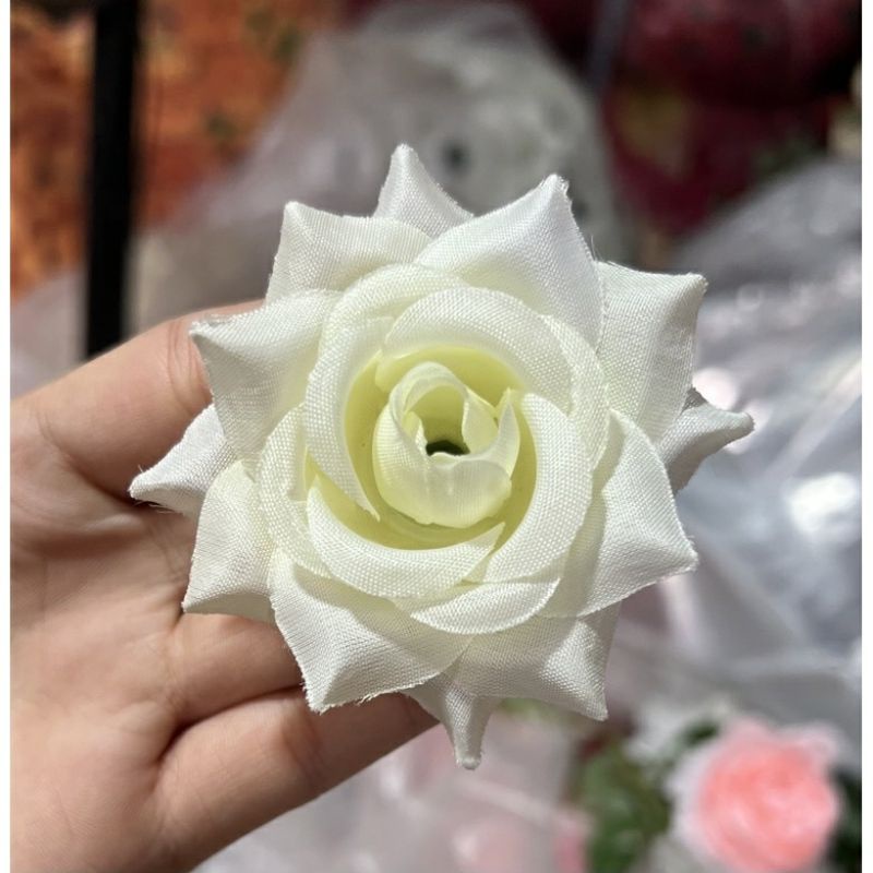 Đầu bông hồng xoăn nhí size 5cm. hoa giả trang trí