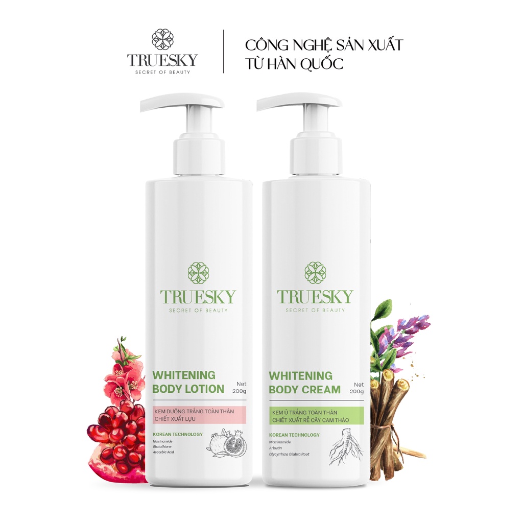 Bigsize - Bộ sản phẩm làm trắng toàn thân cấp tốc Truesky gồm 1 kem ủ trắng 200g và 1 kem dưỡng trắng 200g