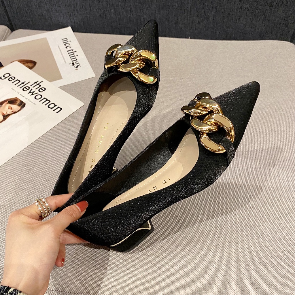 Giày Cao Gót Đế Dày 3Cm Cỡ Lớn 2022 Mềm Mại Thời Trang Mùa Xuân Cho Nữ