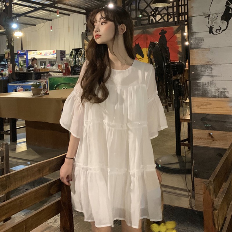 Đầm baydoll xếp tầng tay lỡ 8581