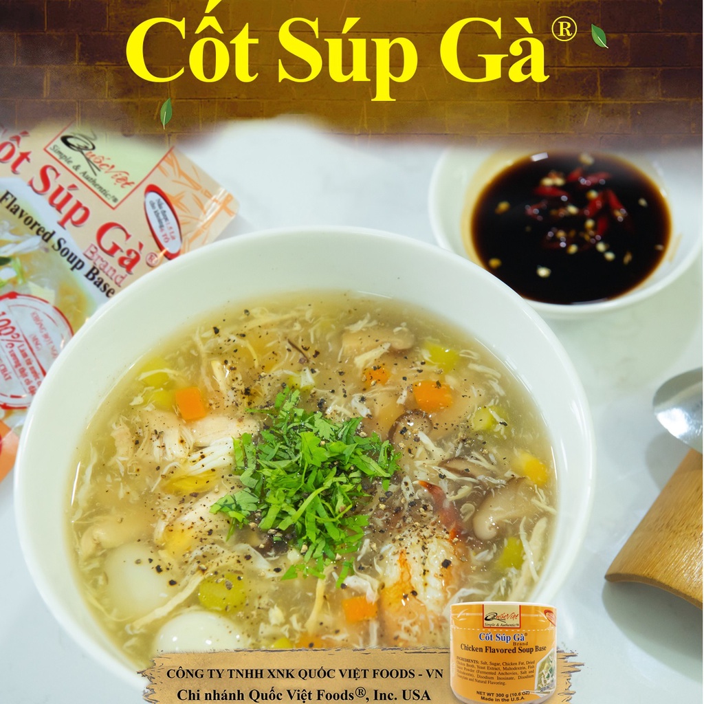 Cốt Súp Gà Quốc Việt - Nhập khẩu USA - Chicken Flavored Soup Base (300g)