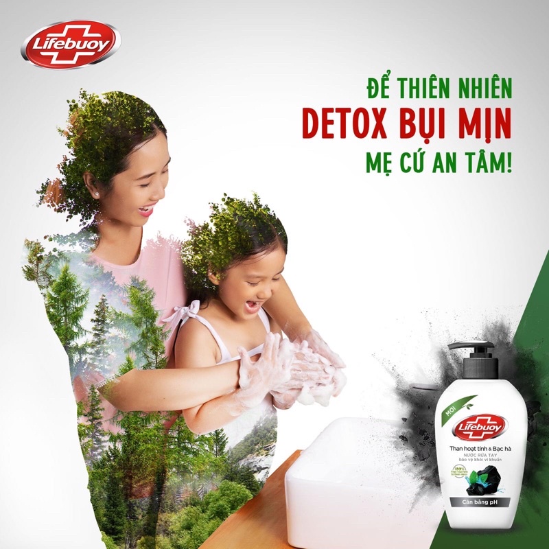 Nước rửa tay Lifebuoy thiên nhiên sạch khuẩn và cân bằng PH - Chai 180gr