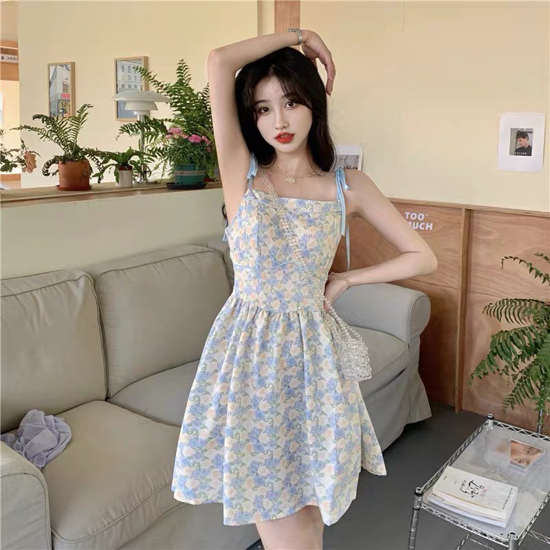 Váy hai dây hoa nhí vintage Hàn Ulzzang style 🌸 Hàng Quảng Châu