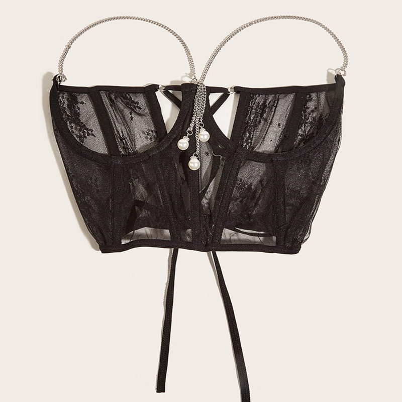 Áo Nịt Ngực Corset Có Chuỗi Ngọc Trai Gợi Cảm Cho Nữ Đi Tiệc Hóa Trang