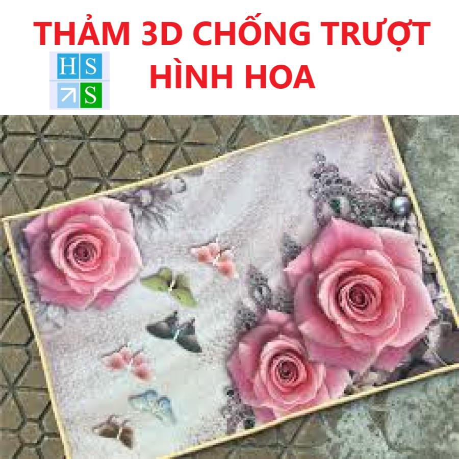 Thảm 3D hình Hoa chống trượt 40 x 60cm Thảm lau chân siêu thấm (Giao mầu ngẫu nhiên)