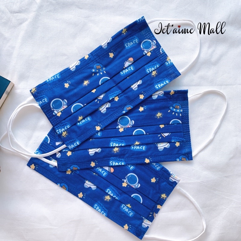 Khẩu trang kháng khuẩn 3 lớp in hình hoạt hình dễ thương - Space Dark