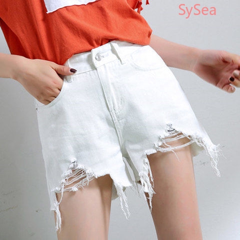 Quần Short Jean Rách Lưng Cao Phong Cách Hàn Quốc