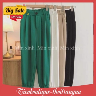  Quần Baggy Nữ Gấu Lệch Lưng Chun Sau Chất Đẹp Cap Cao Tôn Dáng Co Giãn Thoải Mái 