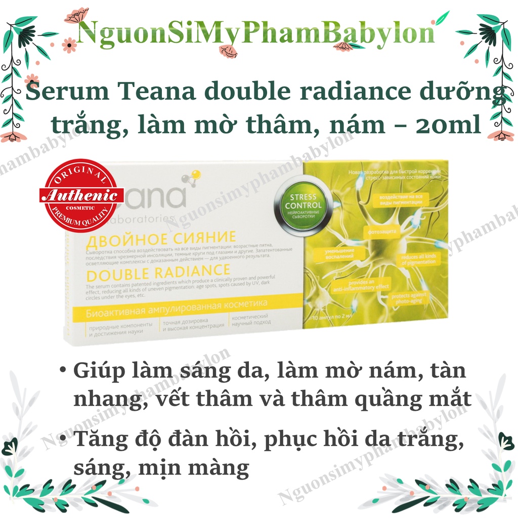 Serum Teana Double Radiance dưỡng trắng, làm mờ thâm, nám - 20ml