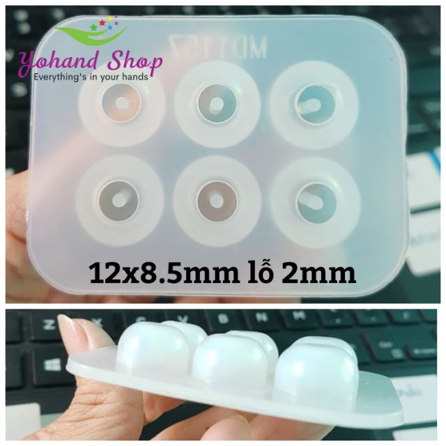 Khuôn silicon hạt charm 12mm lỗ 2mm