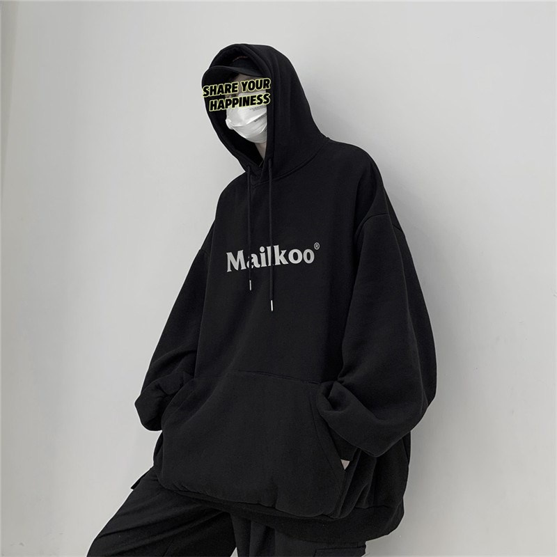 Áo hoodie tay dài dáng rộng in chữ thiết kế đơn giản thời trang xuân thu cho nam