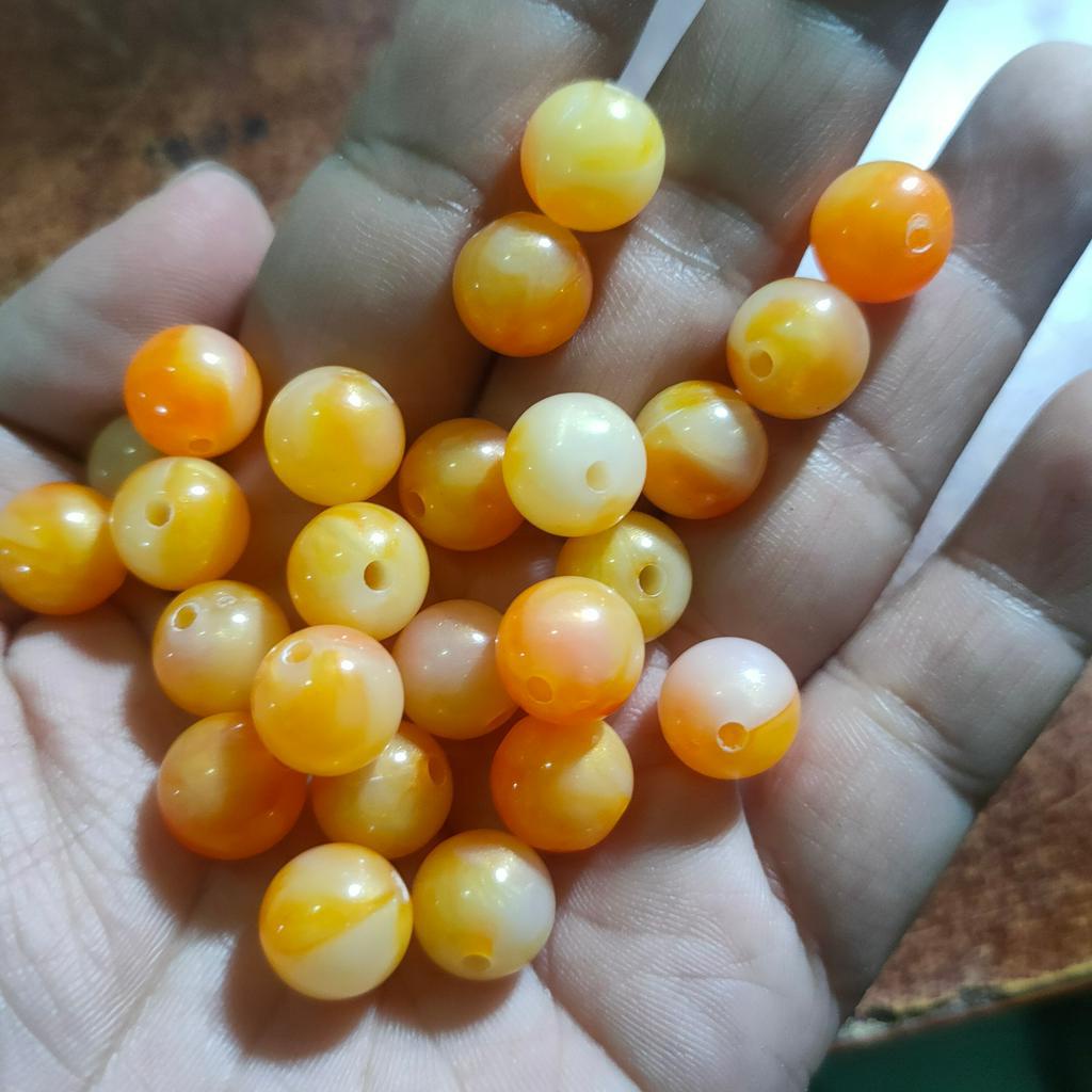 10/25/50gam hạt nhựa có vân, vàng vân trắng làm vòng tay, đồ handmade size 8mm,10mm