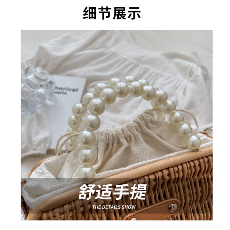 Túi Xách JASMIN NOIR hộp cói đính ngọc trai giả dễ thương cho nữ