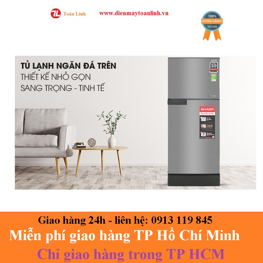 Tủ lạnh Sharp Inverter 165 lít SJ-X196E-SL - Hàng chính hãng - Chỉ giao TP HCM - "Miễn phí công lắp đặt"