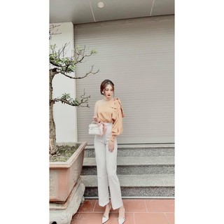 Áo Lụa Lệch Vai Nơ Tay Hot Nhất 2021