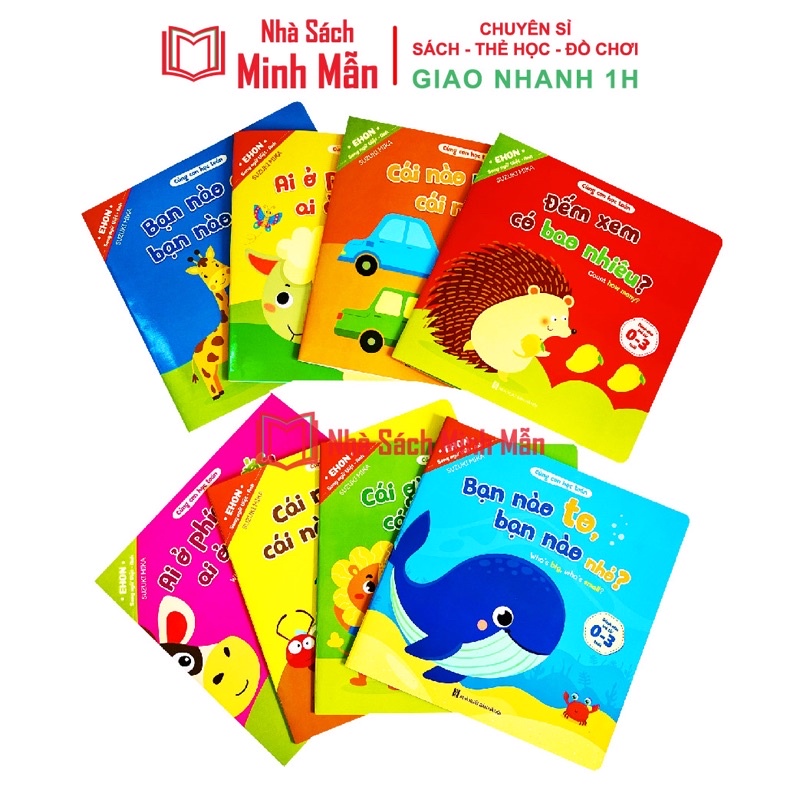 Sách - Combo 8 cuốn Ehon Toán Học Đầu Đời Cùng Con Học Toán - Song Ngữ Việt Anh  Cho Bé 0-3 Tuổi