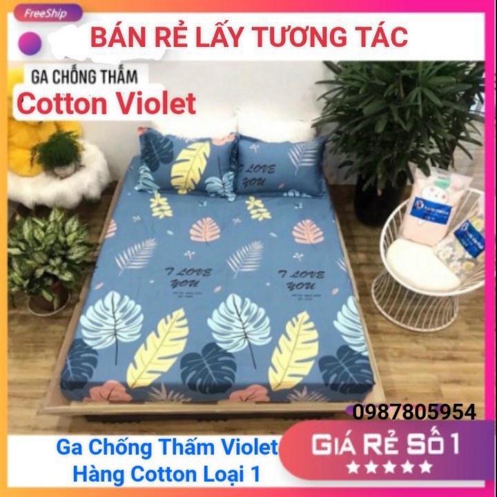 [SIÊU SALE] Ga Chống Thấm Cotton NANO Kháng Khuẩn Loại 1, Ga Chống Thấm VIOLET - hàng Chính Hãng (không kèm vỏ gối)