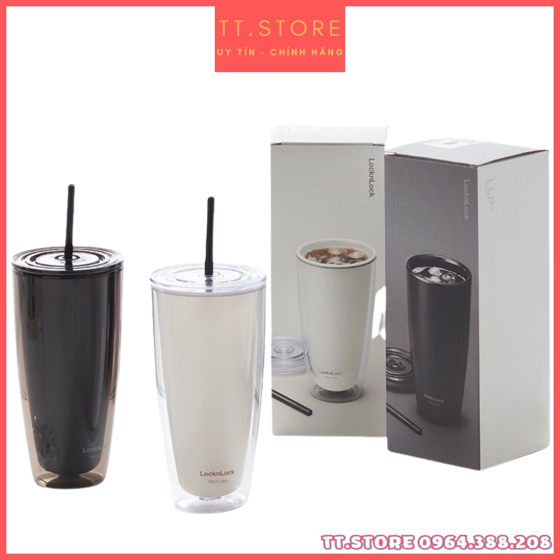 Ly Giữ Nhiệt  LocknLock 750ml, Kèm Ống Hút, Thiết Kế Hiện Đại, Kiểu Dáng Bắt Mắt, Bền Vữngg