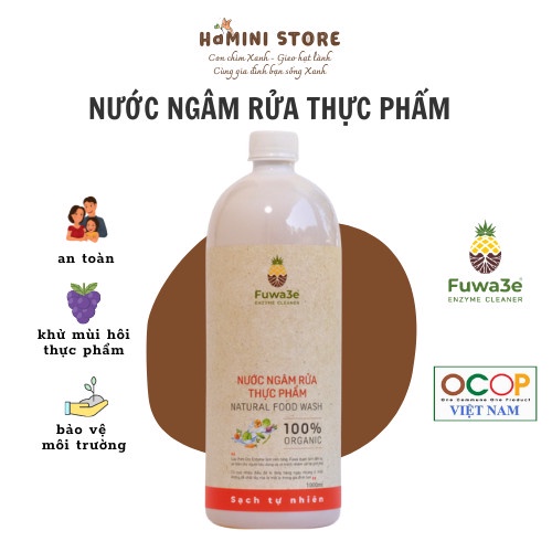 Nước ngâm rửa thực phẩm rau củ quả khử mùi hôi thịt cá organic Fuwa3e chai 1 lít an toàn cho bữa ăn gia đình bạn Hamini