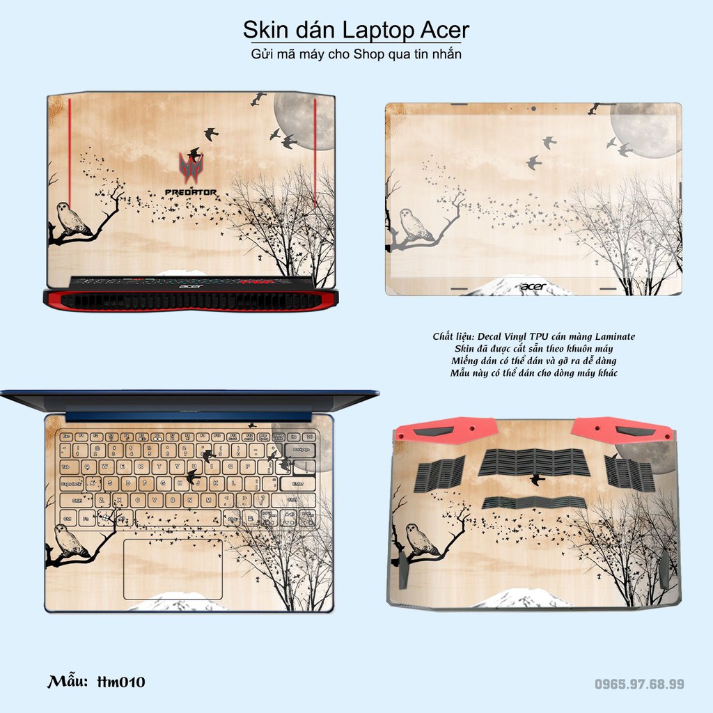 Skin dán Laptop Acer in hình Tranh thủy mặc (inbox mã máy cho Shop)