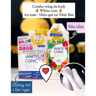 COMBO SỮA TẮM VÀ SỮA DƯỠNG THỂ TRẮNG DA AN TOÀN WHITE CONC NHẬT BẢN
