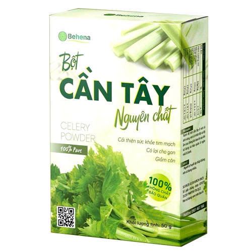 Bột cần tây sấy lạnh nguyên chất  Behena Hộp 50g (20 gói x 2.5gr) giúp giảm cân, detox cơ thể, làm đẹp da, chất xơ