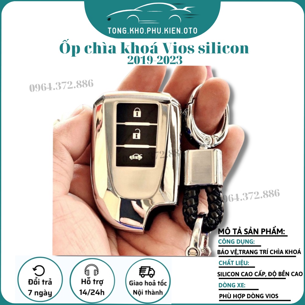 Ốp chia khóa, bọc chìa khóa xe Toyota Vios, Yaris 2019 2020 2021 2022 2023 chìa thông minh có kèm móc treo