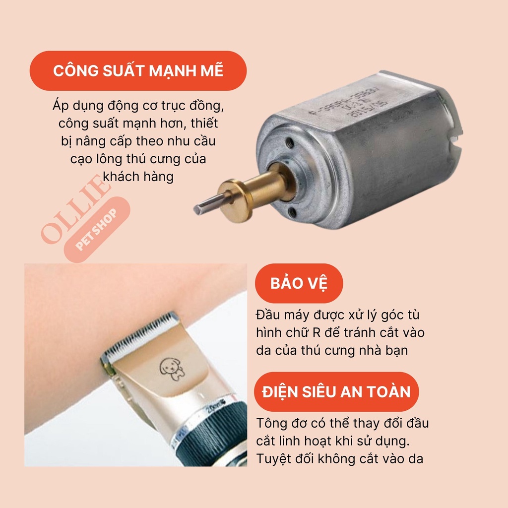 Tông đơ cạo lông chó mèo 5 chế độ tinh chỉnh Chaooer full phụ kiện - Máy cắt tỉa lông thú cưng