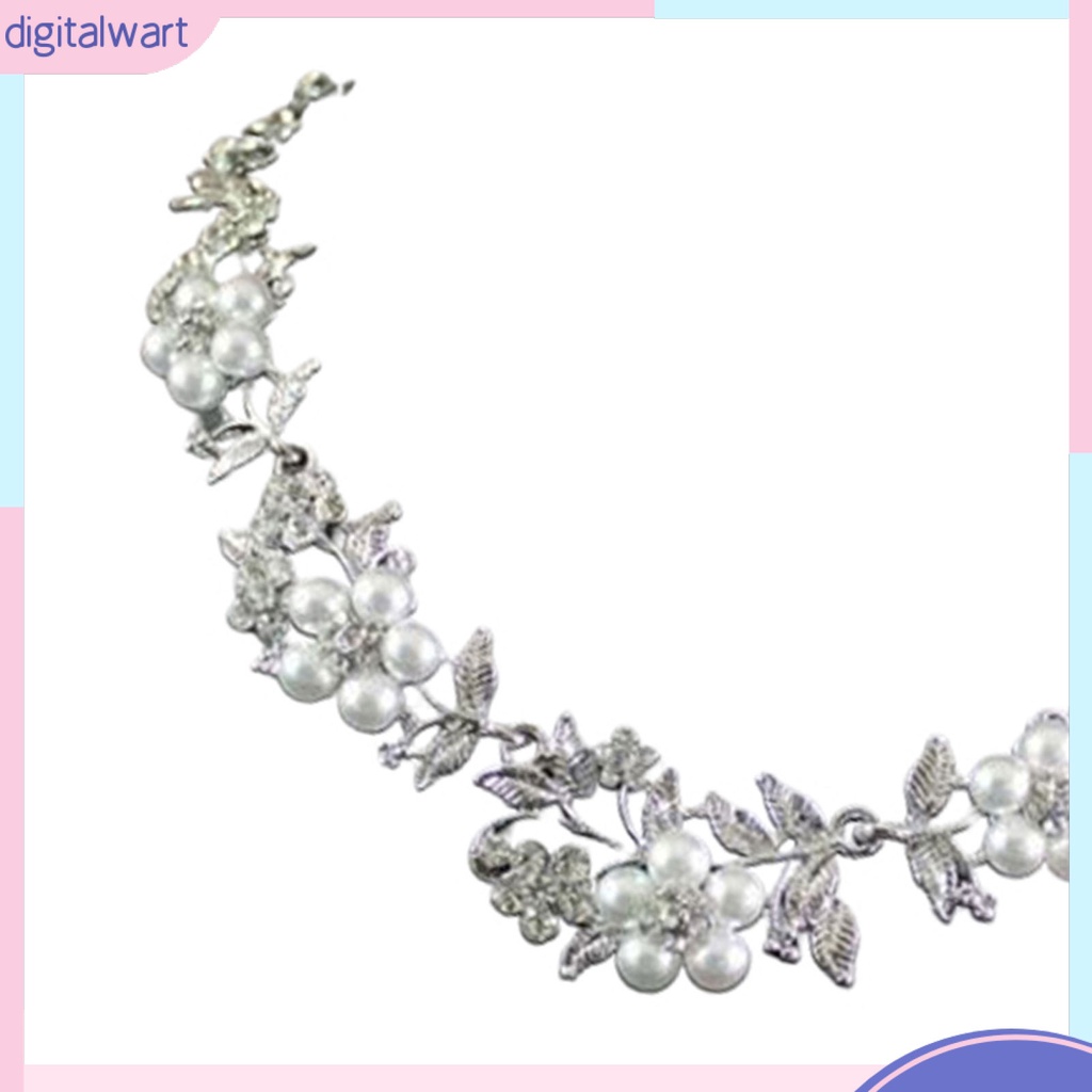 Bộ trang sức cô dâu mạ bạc đính ngọc trai giả sang trọng
