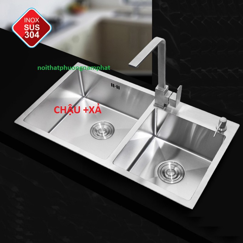 [CHẬU ĐÚC] Chậu Rửa Chén inox SUS 304 N7 8245 NA.GRAND và bộ xả chậu thoát nước