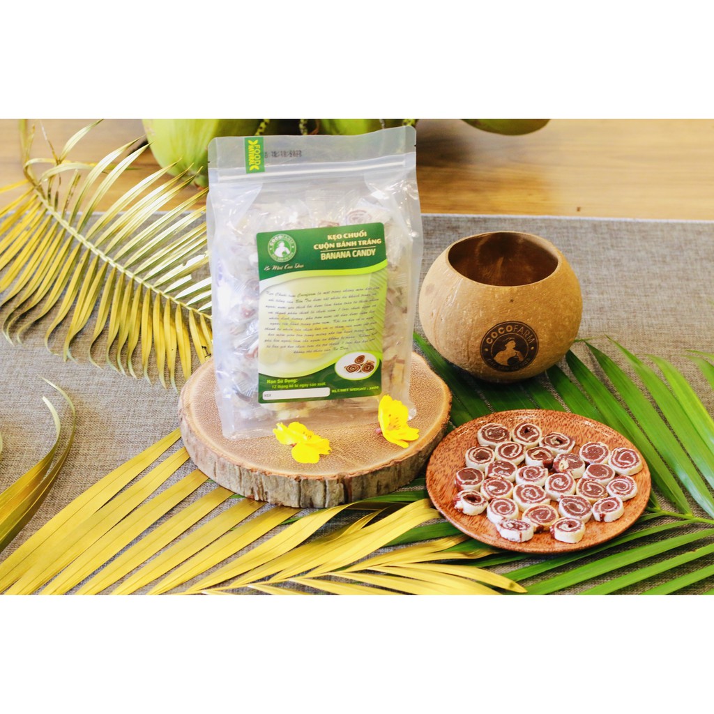 Kẹo chuối cuộn bánh tráng Cocofarm bán theo Kg