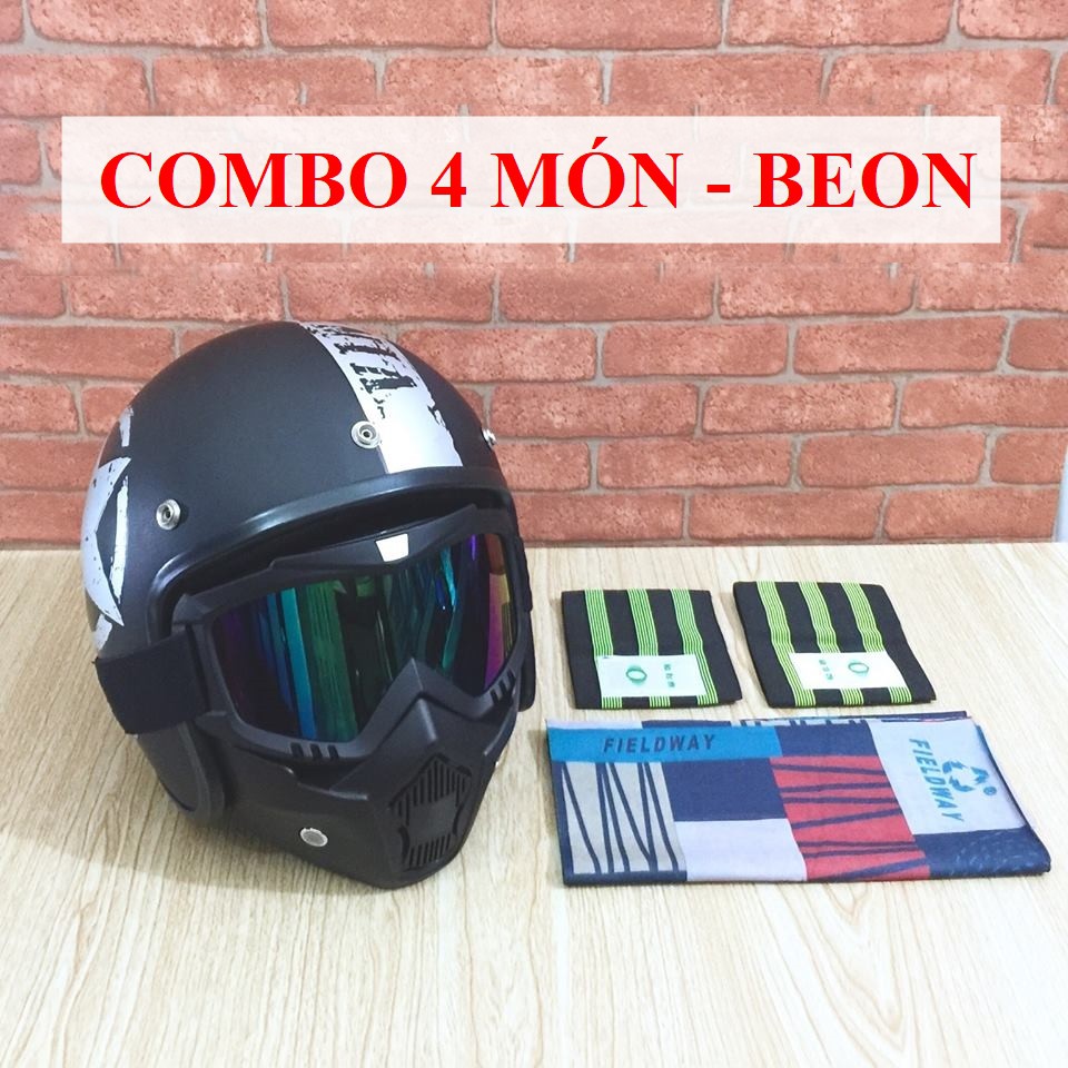 [ XẢ KHO 3 NGÀY ] Combo 4 Món Phượt Thiết Yếu - Mũ Bảo Hiểm, Mặt Nạ Beon - Nhựa ABS Độ Bền Cao - BH 6 Tháng Sử Dụng