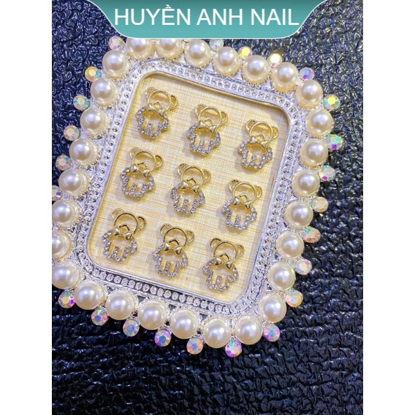 Charm gấu - hoa làm nail gắn móng