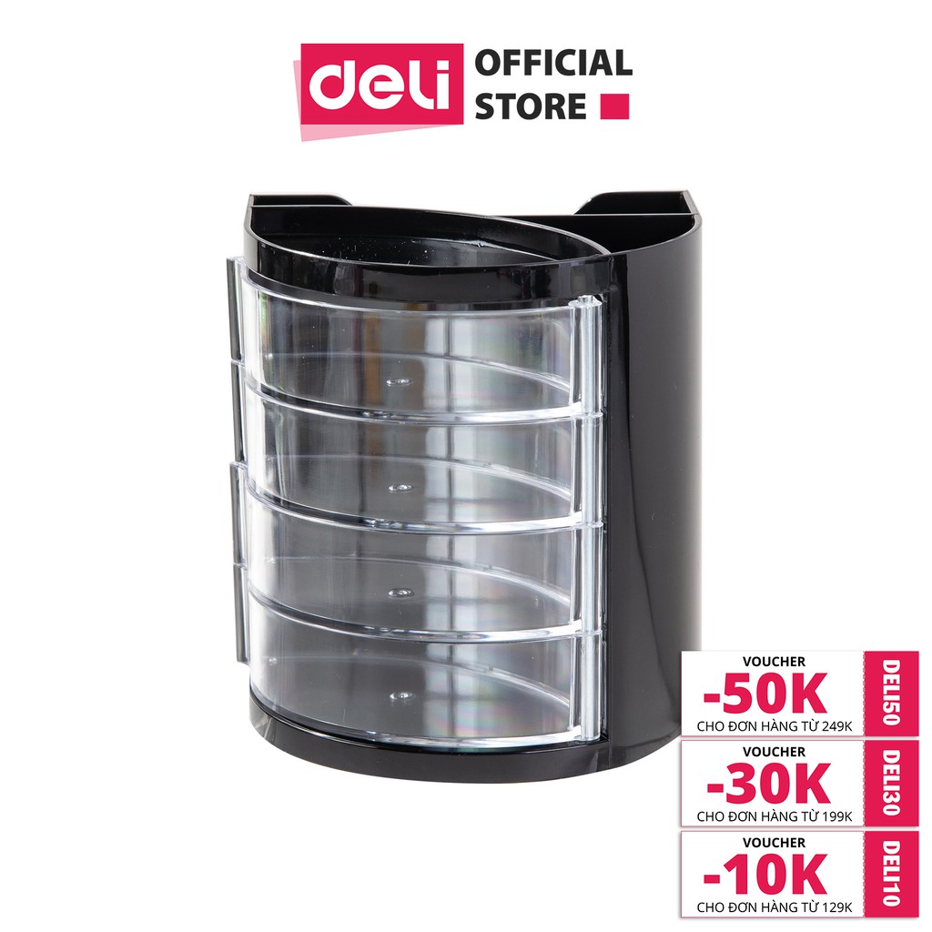 Cốc cắm bút 4 ngăn Deli, Đen -1 chiếc - E9133