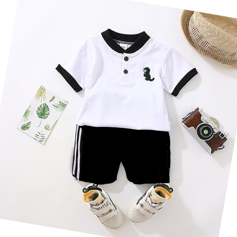 Bộ Quần Áo Bé Trai Size Nhí, Hình Thêu Khủng Long Nhỏ, Vải Cotton, Hàng VNSX KEYER KID VN Mã Xuất SZ92